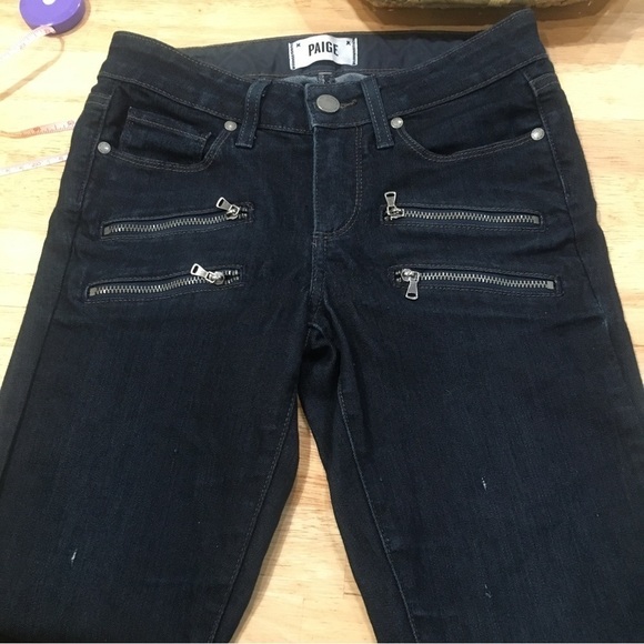 PAIGE double zipper edgy goth dark wash skinny jeans size 25 - Picture 1 of 5